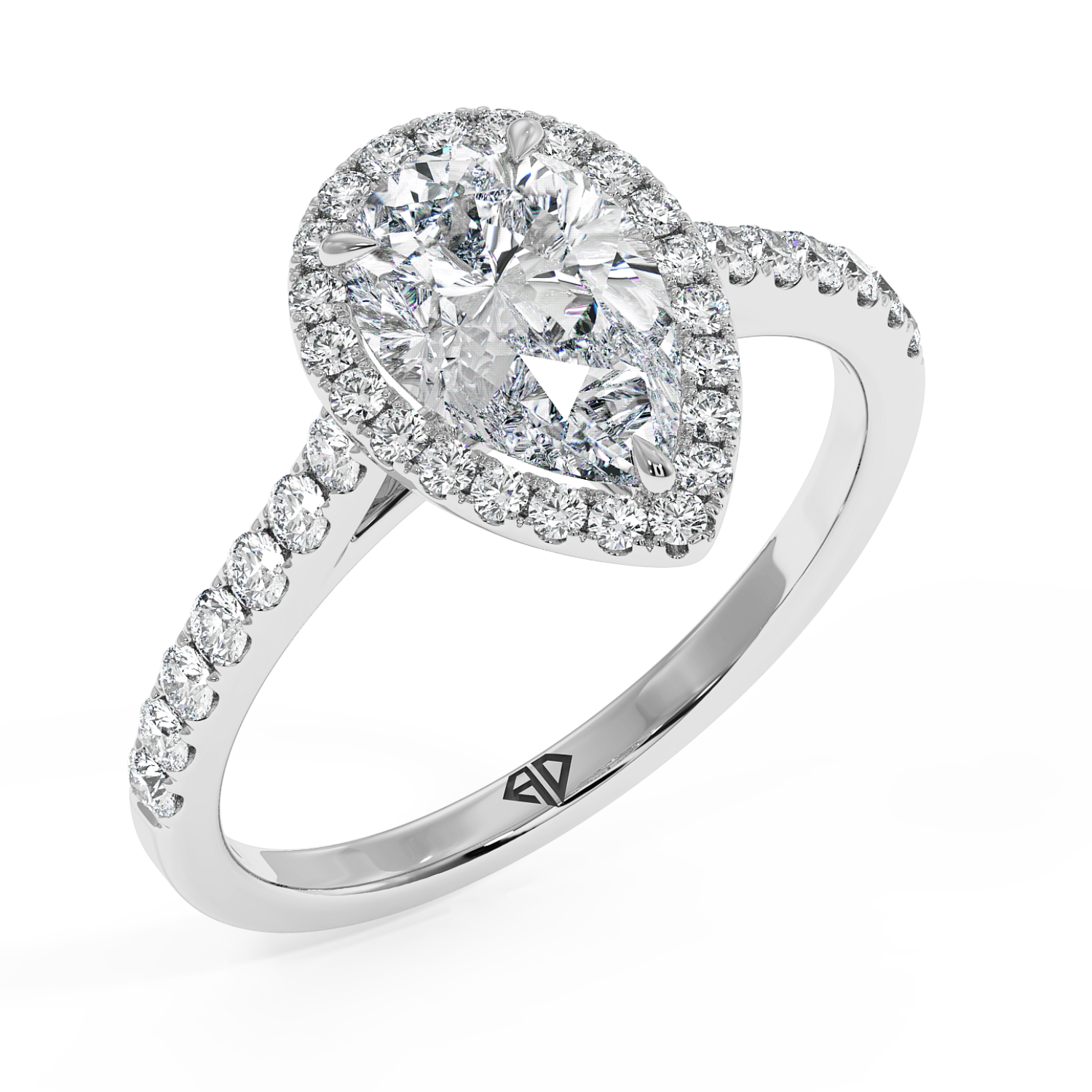 Platinum Marilyn Diamond Shoulder Hidden Halo Engagement Ring