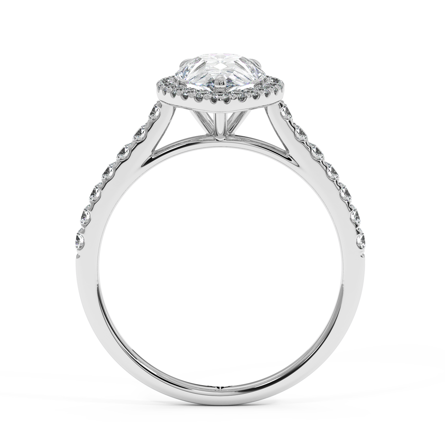 Platinum Marilyn Diamond Shoulder Hidden Halo Engagement Ring