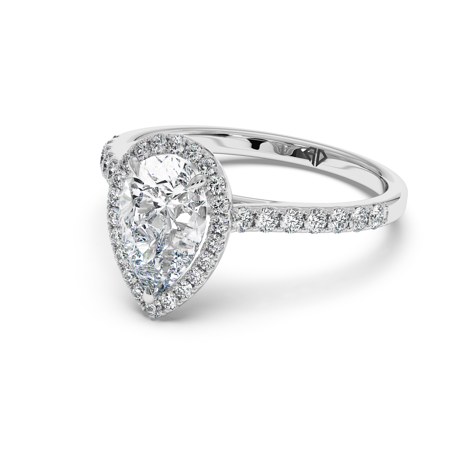 Platinum Marilyn Diamond Shoulder Hidden Halo Engagement Ring