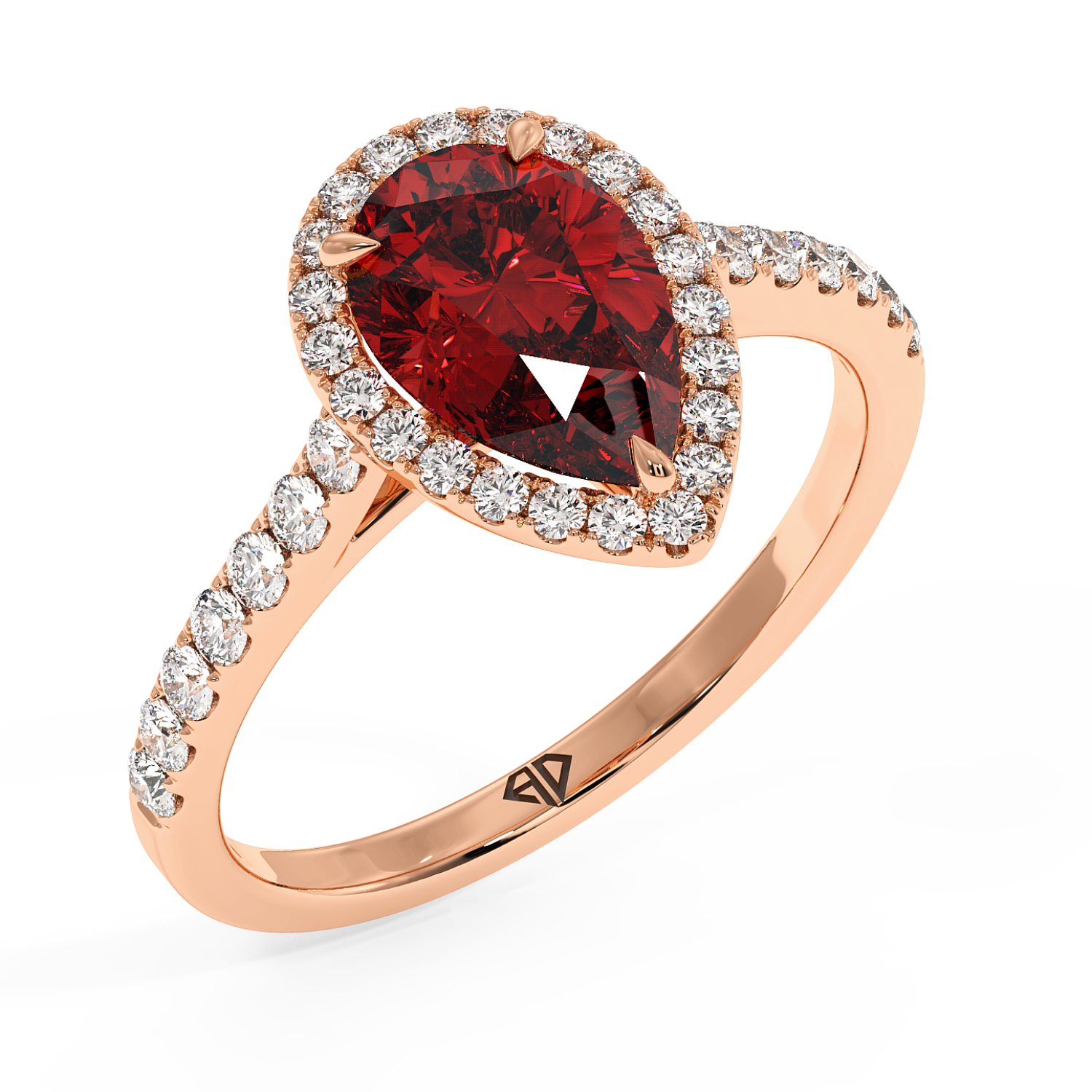 18K Rose Gold Marilyn Diamond Shoulder Hidden Halo Engagement Ring