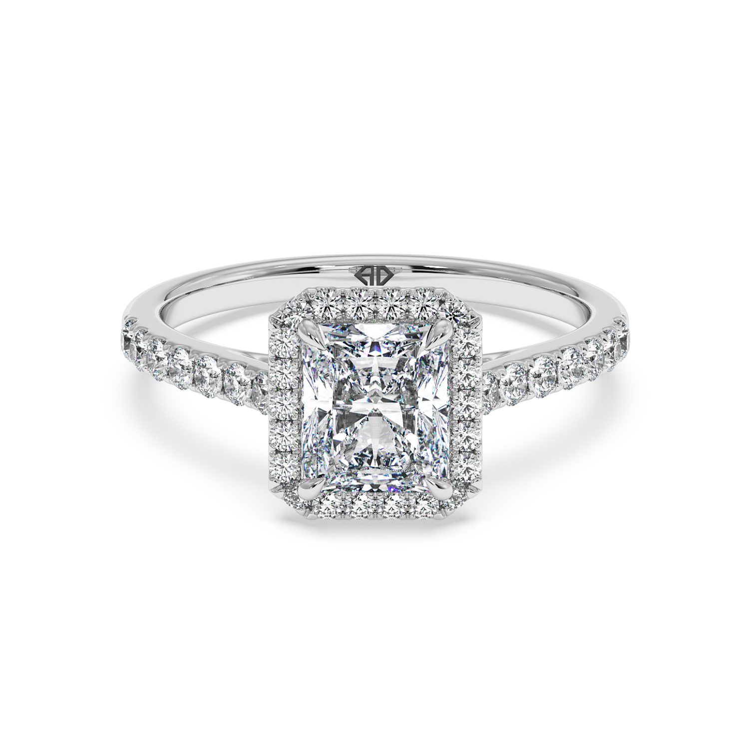 18K White Gold Marilyn Diamond Shoulder Hidden Halo Engagement Ring