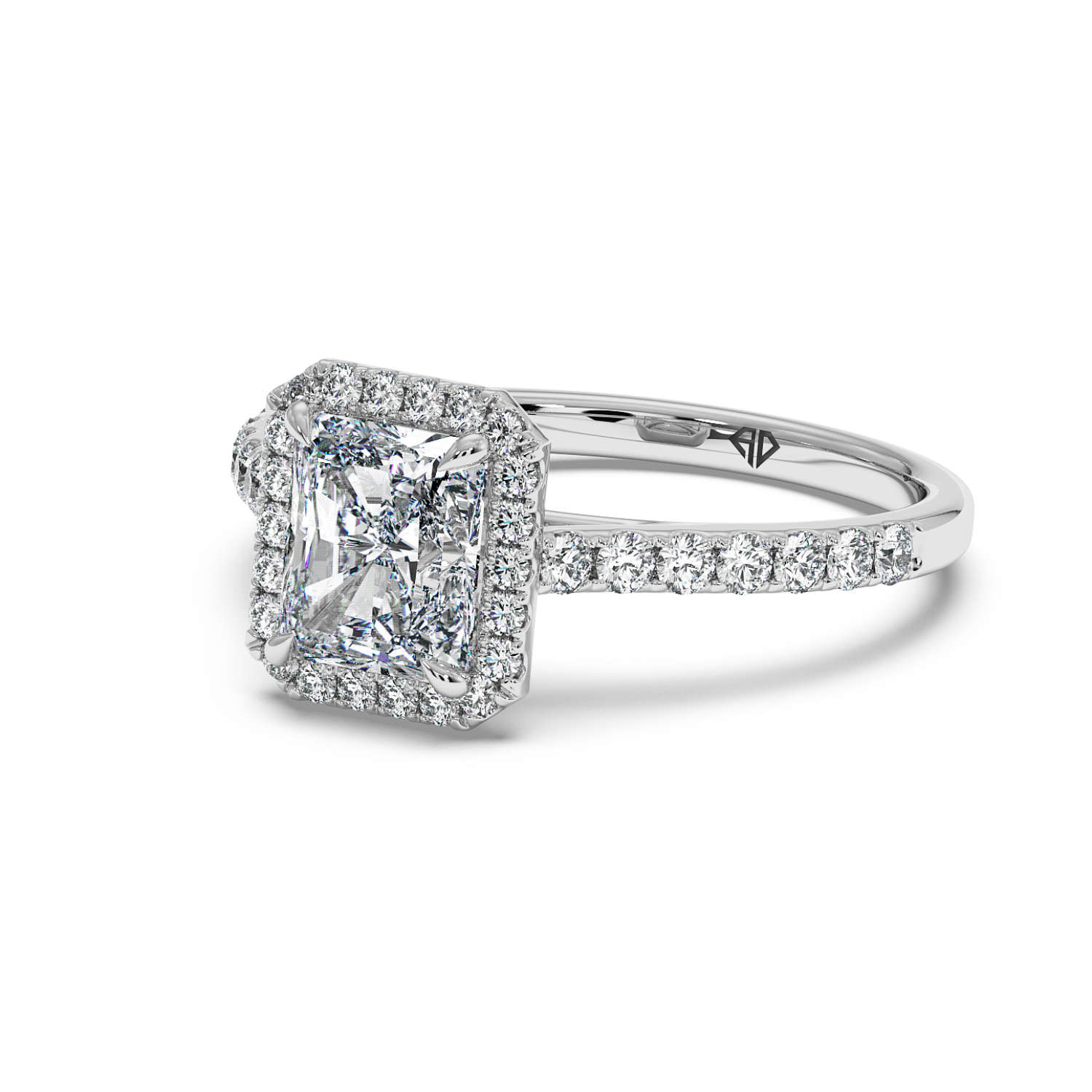 18K White Gold Marilyn Diamond Shoulder Hidden Halo Engagement Ring