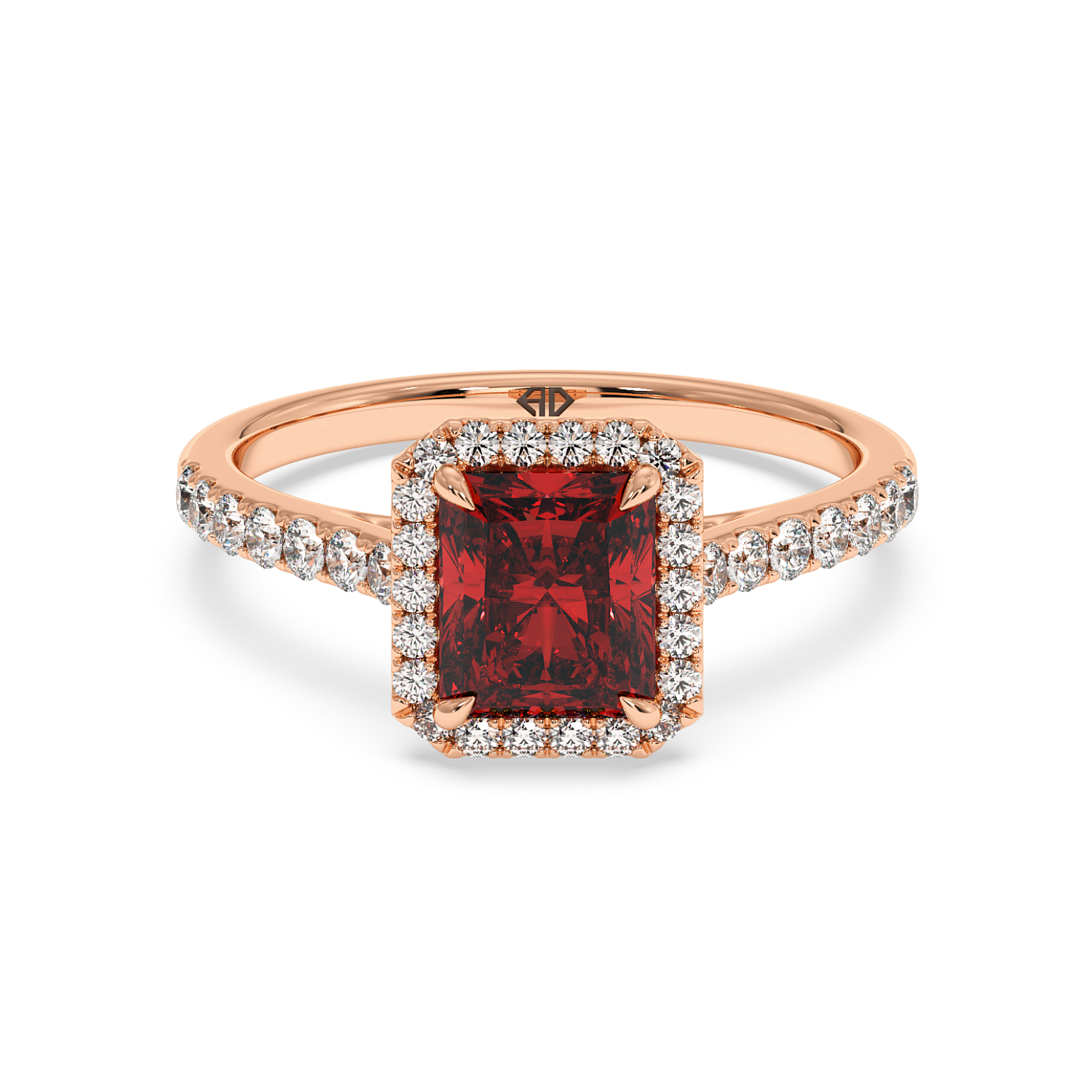 18K Rose Gold Marilyn Diamond Shoulder Hidden Halo Engagement Ring