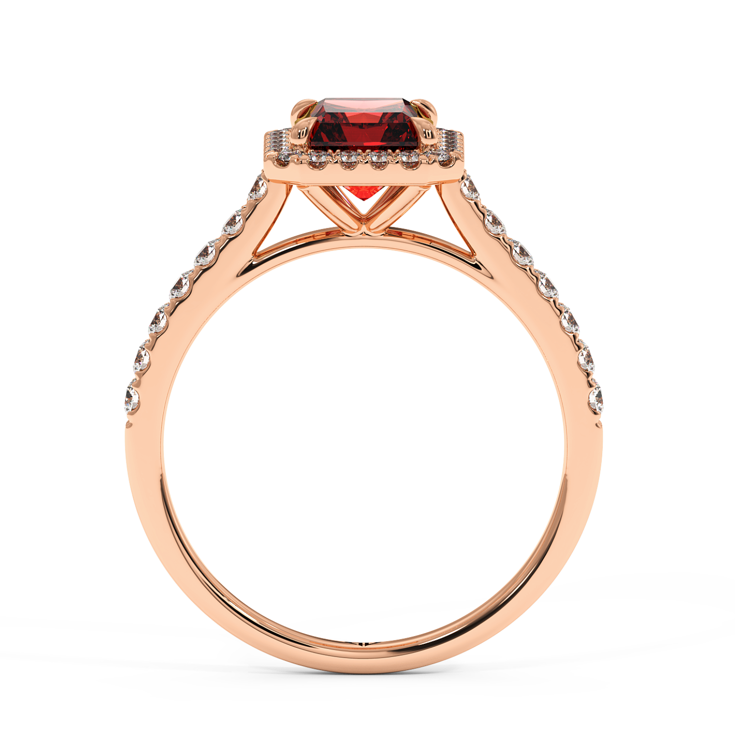 18K Rose Gold Marilyn Diamond Shoulder Hidden Halo Engagement Ring