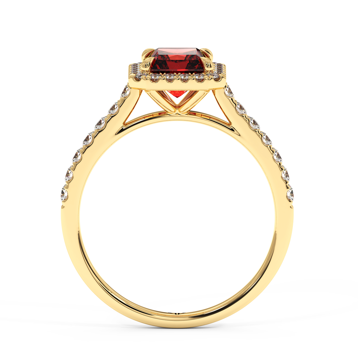 18K Yellow Gold Marilyn Diamond Shoulder Hidden Halo Engagement Ring