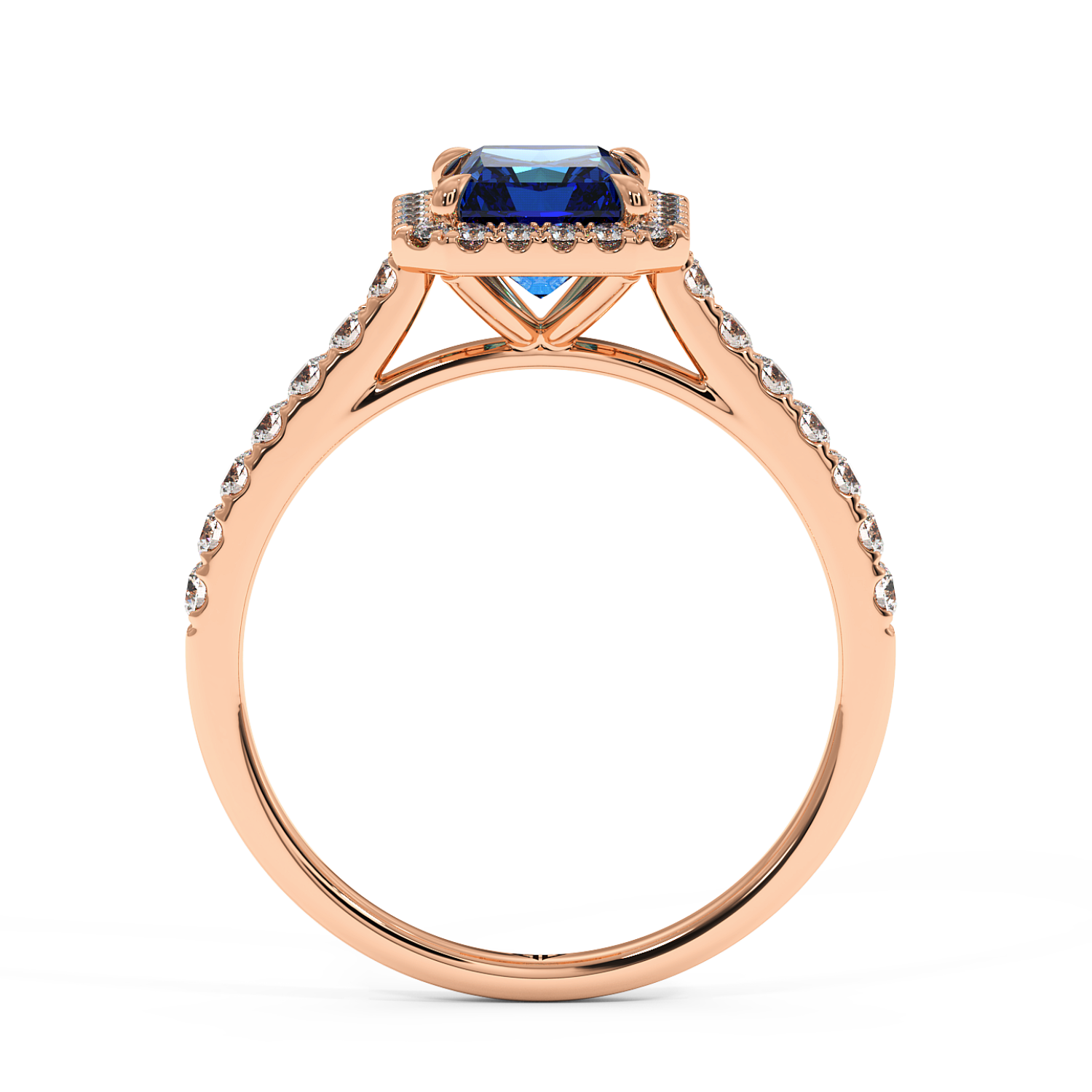 18K Rose Gold Marilyn Diamond Shoulder Hidden Halo Engagement Ring