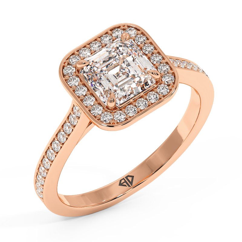 18K Rose Gold Lucia Halo Engagement Ring