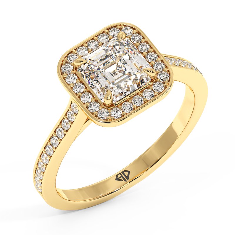 18K Yellow Gold Lucia Halo Engagement Ring