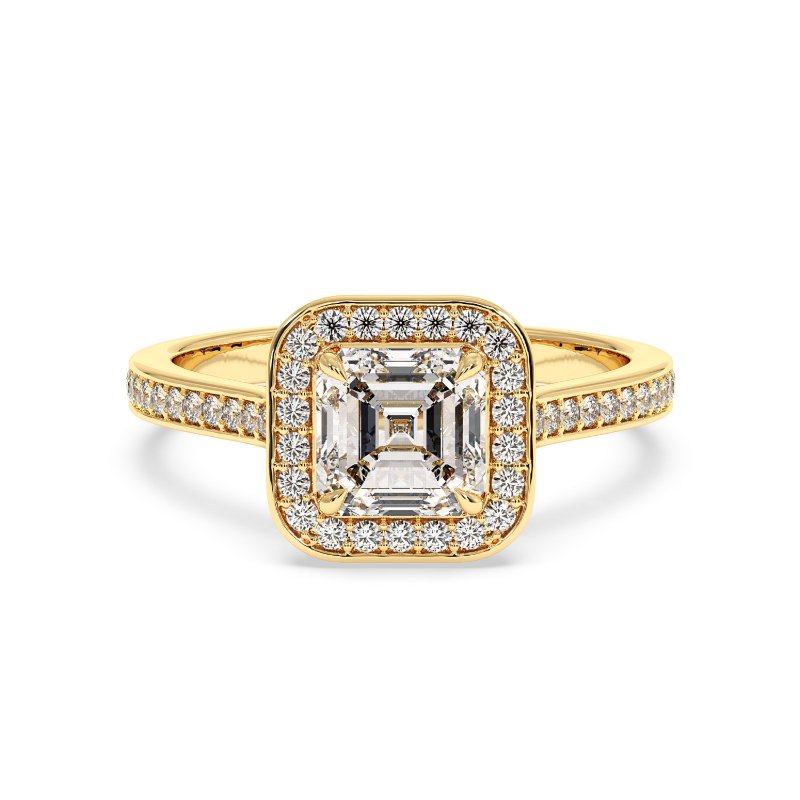 18K Yellow Gold Lucia Halo Engagement Ring