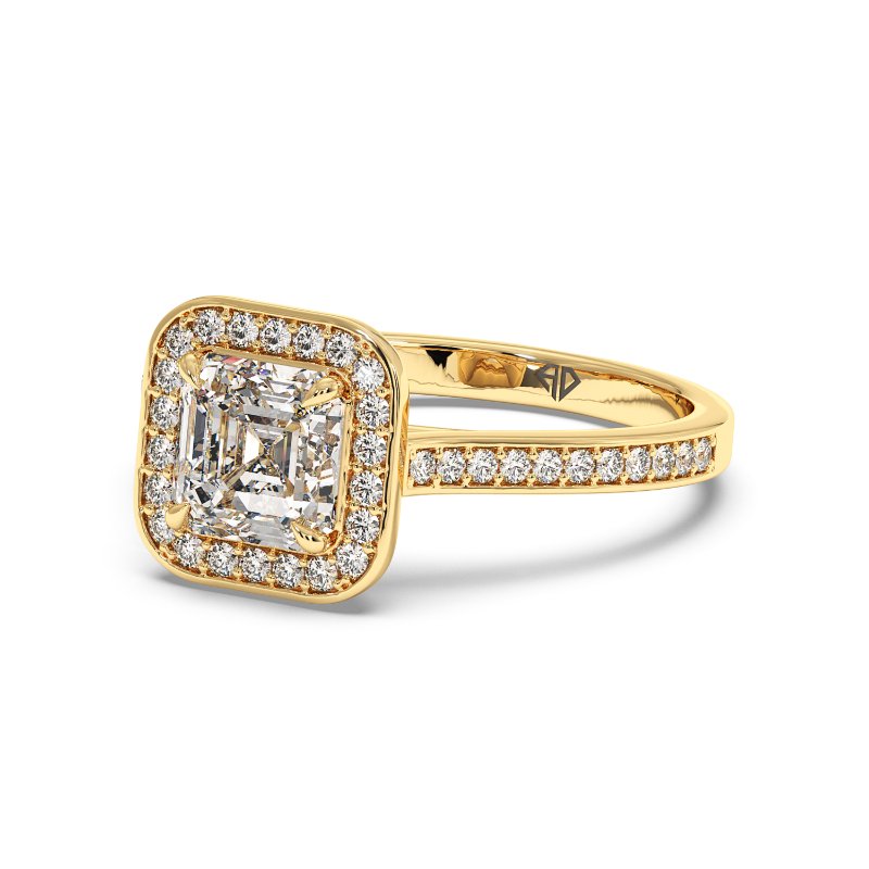 18K Yellow Gold Lucia Halo Engagement Ring