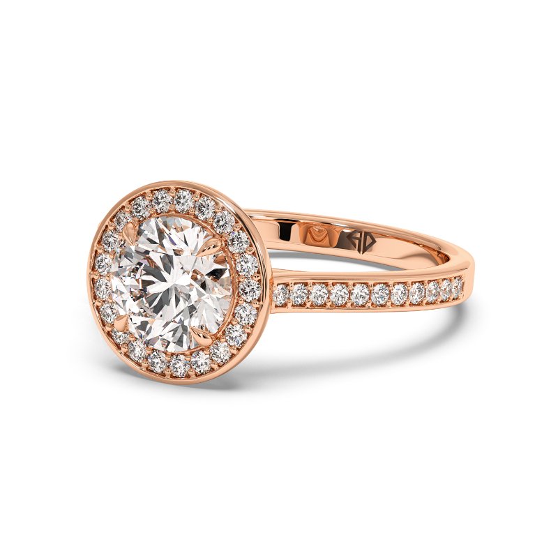 18K Rose Gold Lucia Halo Engagement Ring