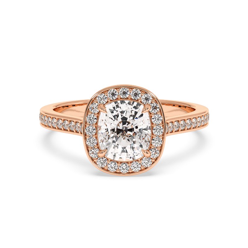 18K Rose Gold Lucia Halo Engagement Ring