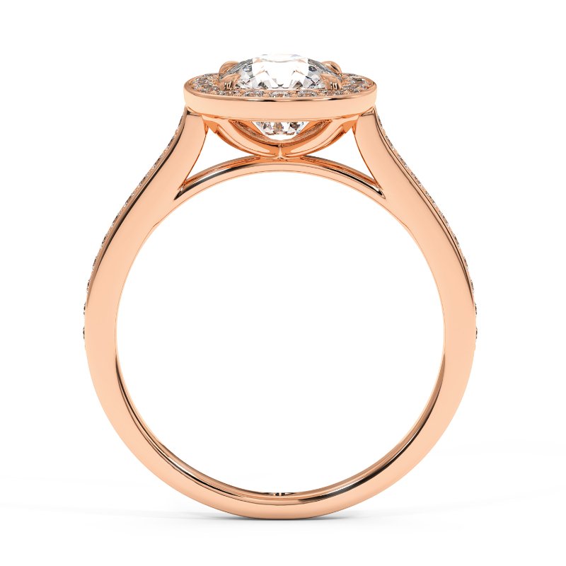 18K Rose Gold Lucia Halo Engagement Ring