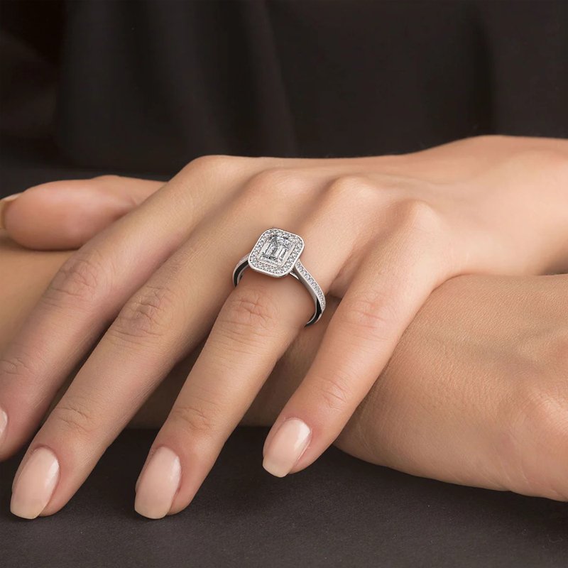 18K White Gold Lucia Halo Engagement Ring