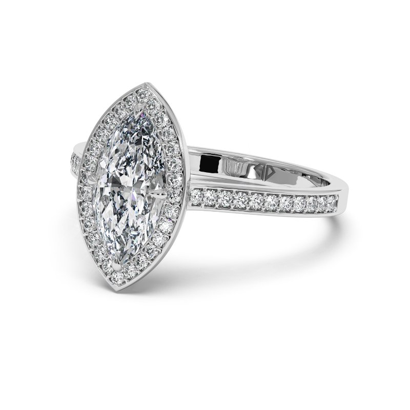 18K White Gold Lucia Halo Engagement Ring