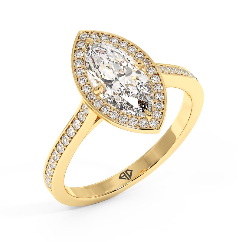 18K Yellow Gold Lucia Halo Engagement Ring