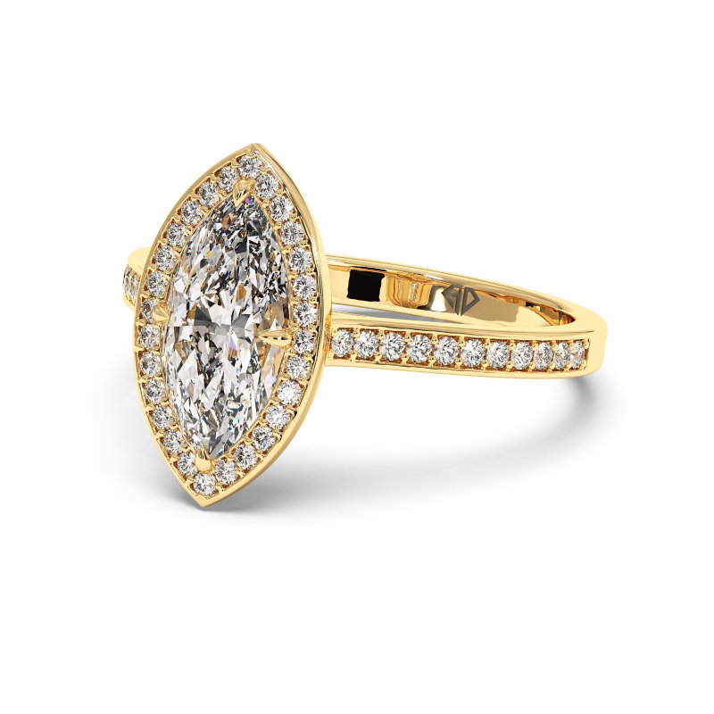 18K Yellow Gold Lucia Halo Engagement Ring