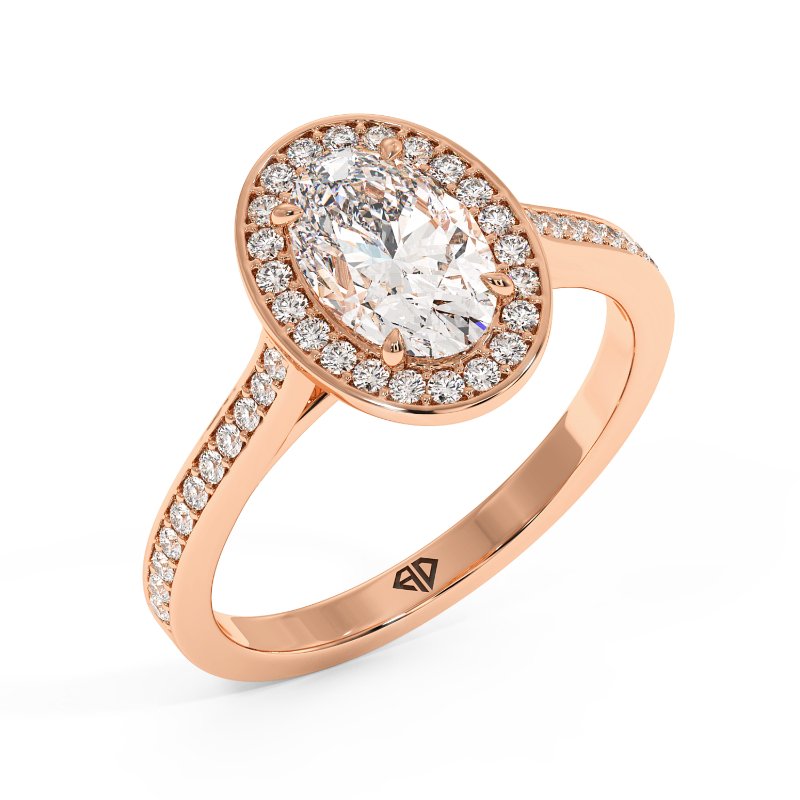 18K Rose Gold Lucia Halo Engagement Ring
