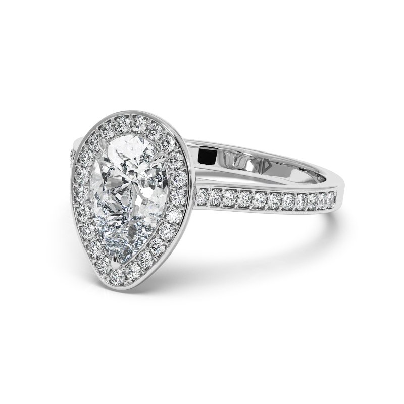 18K White Gold Lucia Halo Engagement Ring