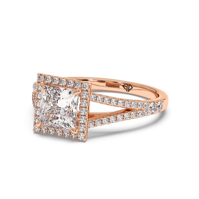 18K Rose Gold Odessa Halo Engagement Ring