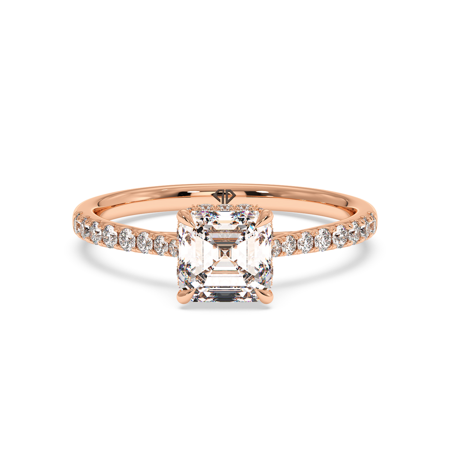 18K Rose Gold Hana Diamond Shoulder Hidden Halo Engagement Ring