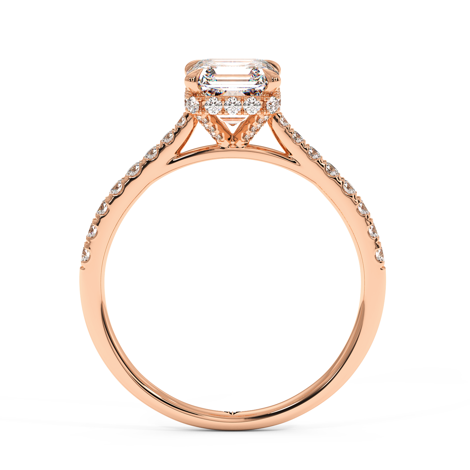 18K Rose Gold Hana Diamond Shoulder Hidden Halo Engagement Ring