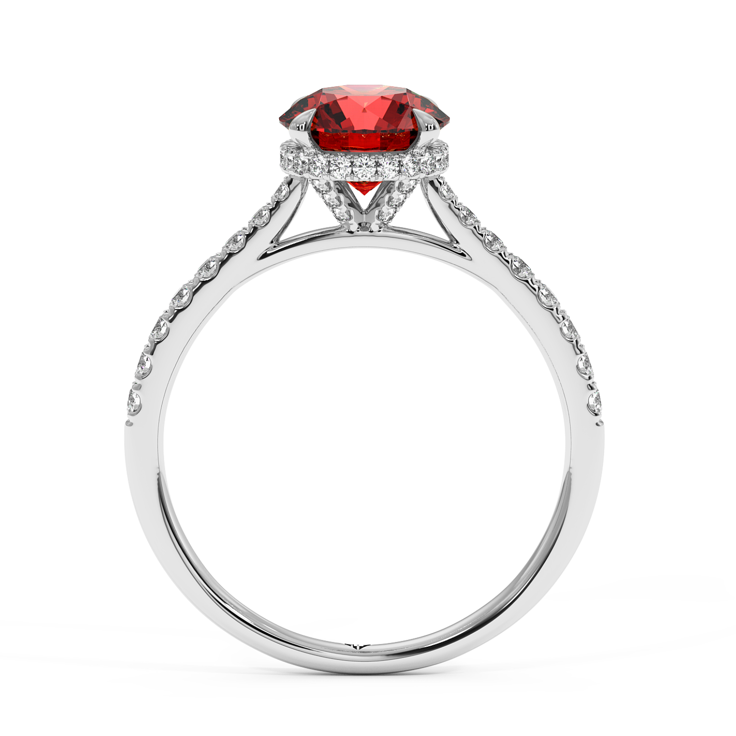 18K White Gold Hana Diamond Shoulder Hidden Halo Engagement Ring