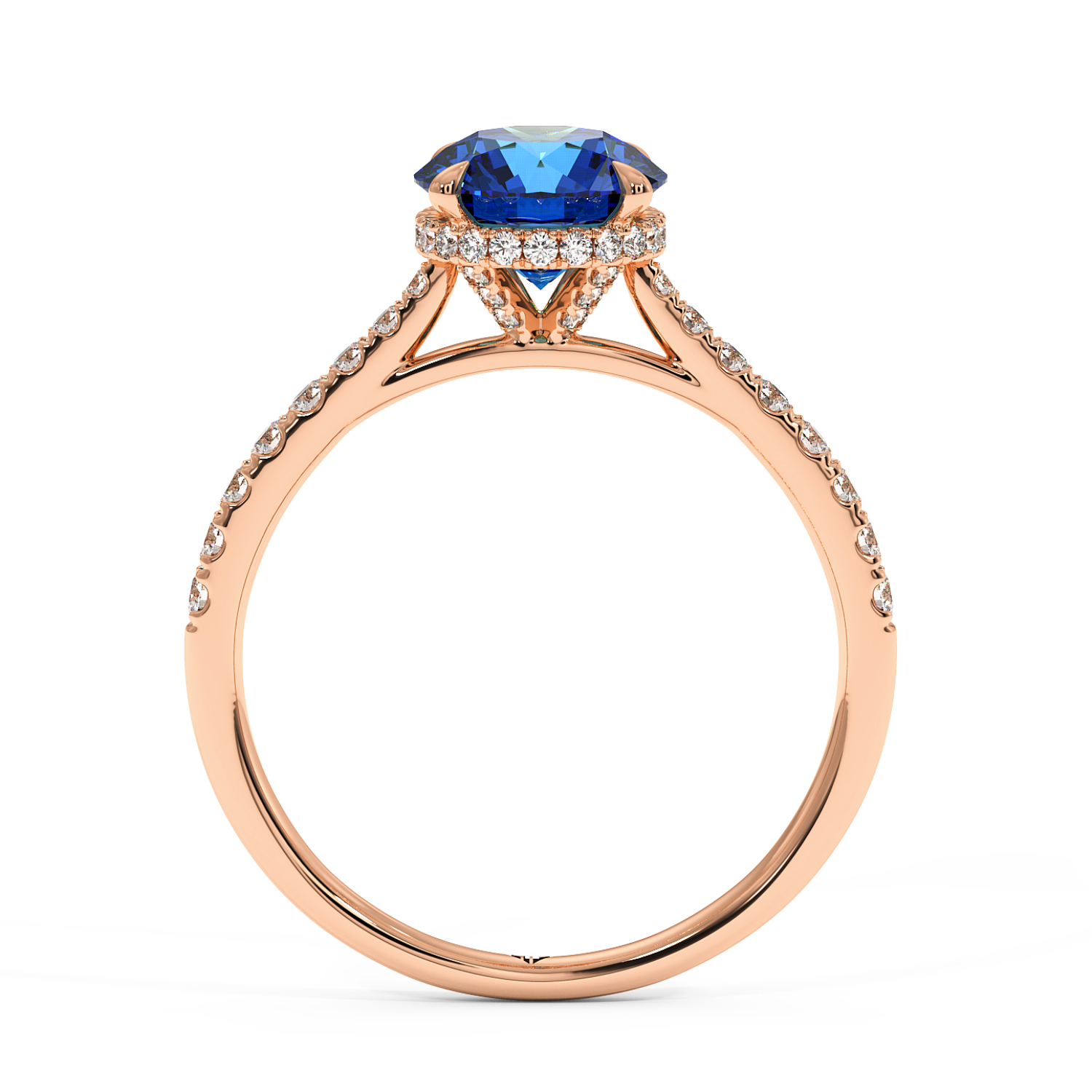 18K Rose Gold Hana Diamond Shoulder Hidden Halo Engagement Ring