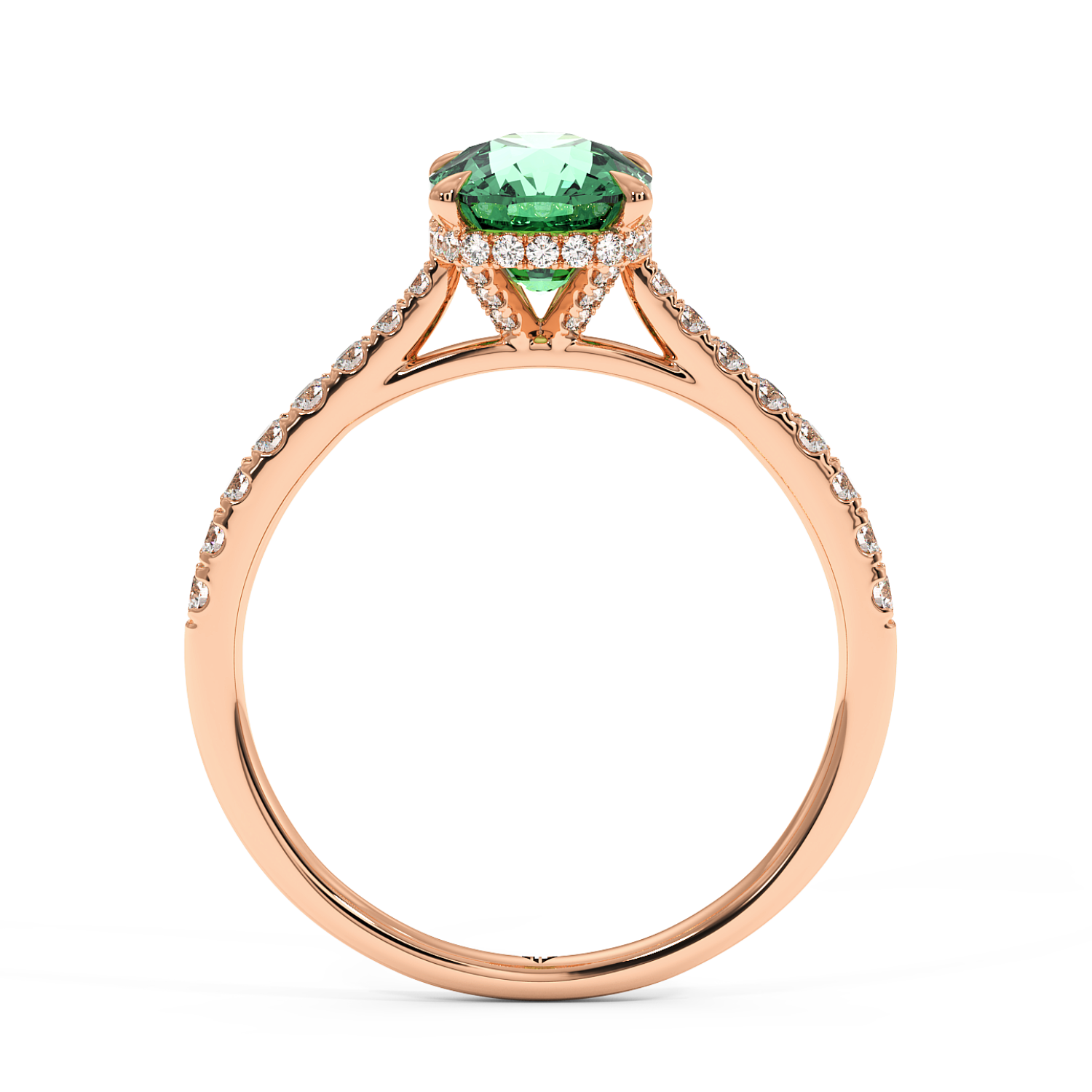 18K Rose Gold Hana Diamond Shoulder Hidden Halo Engagement Ring
