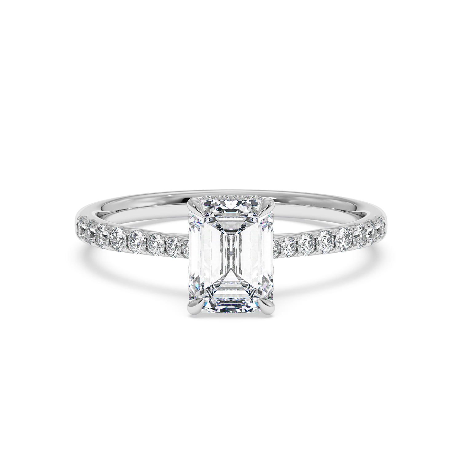 Platinum Hana Diamond Shoulder Hidden Halo Engagement Ring