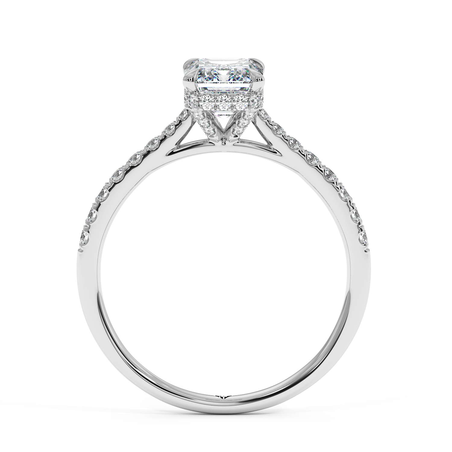 Platinum Hana Diamond Shoulder Hidden Halo Engagement Ring