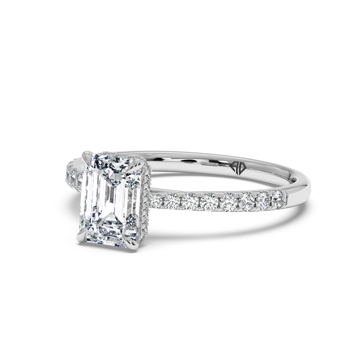 Platinum Hana Diamond Shoulder Hidden Halo Engagement Ring