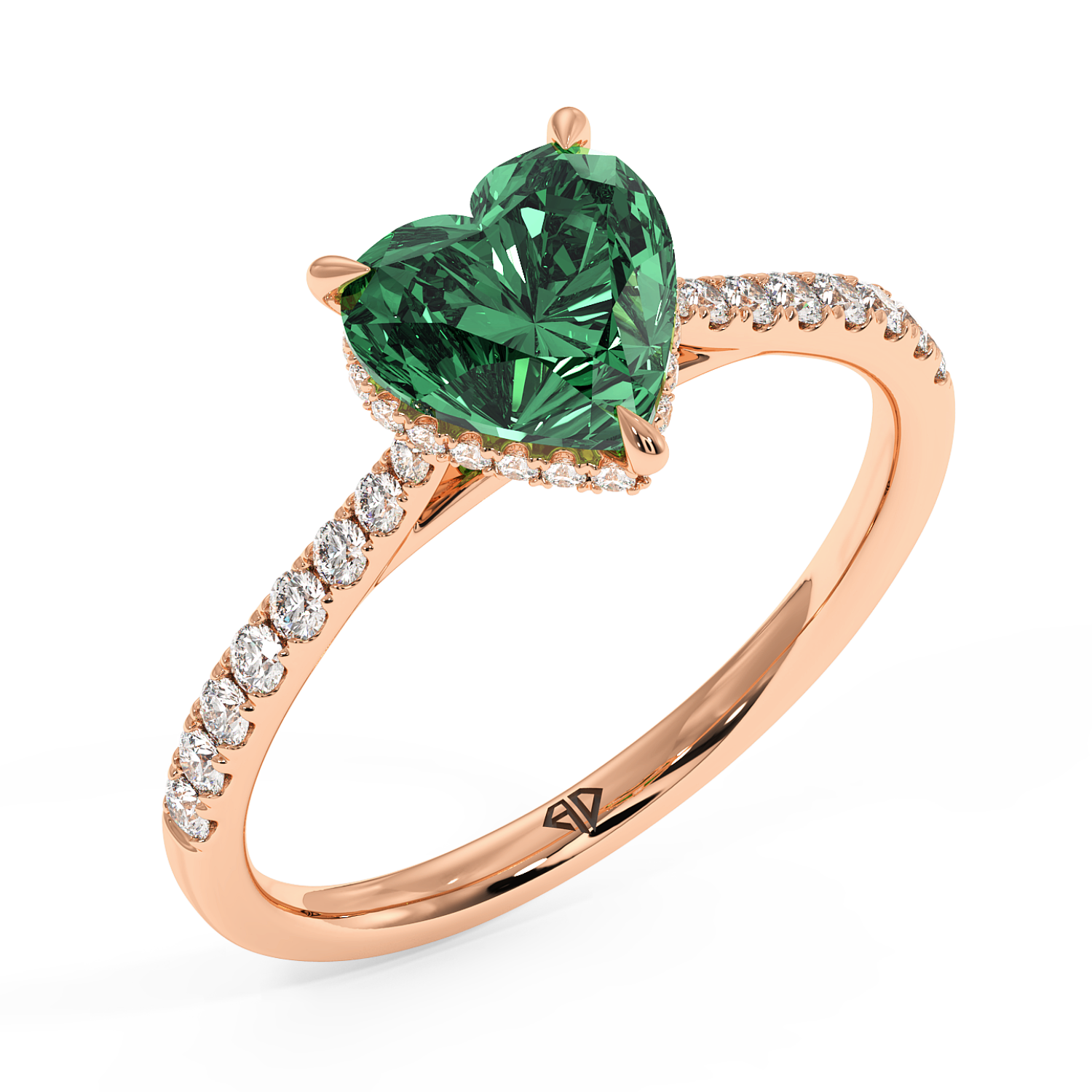 18K Rose Gold Hana Diamond Shoulder Hidden Halo Engagement Ring