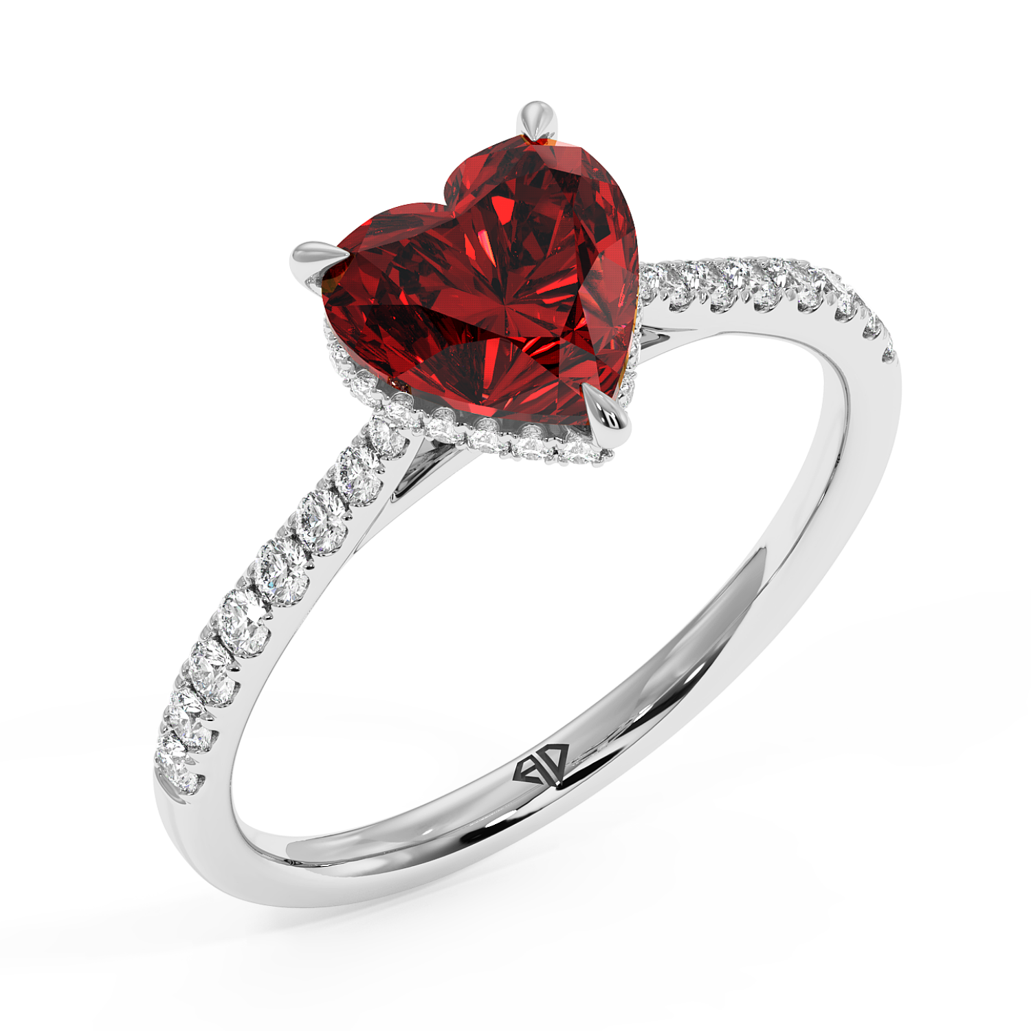 Platinum Hana Diamond Shoulder Hidden Halo Engagement Ring