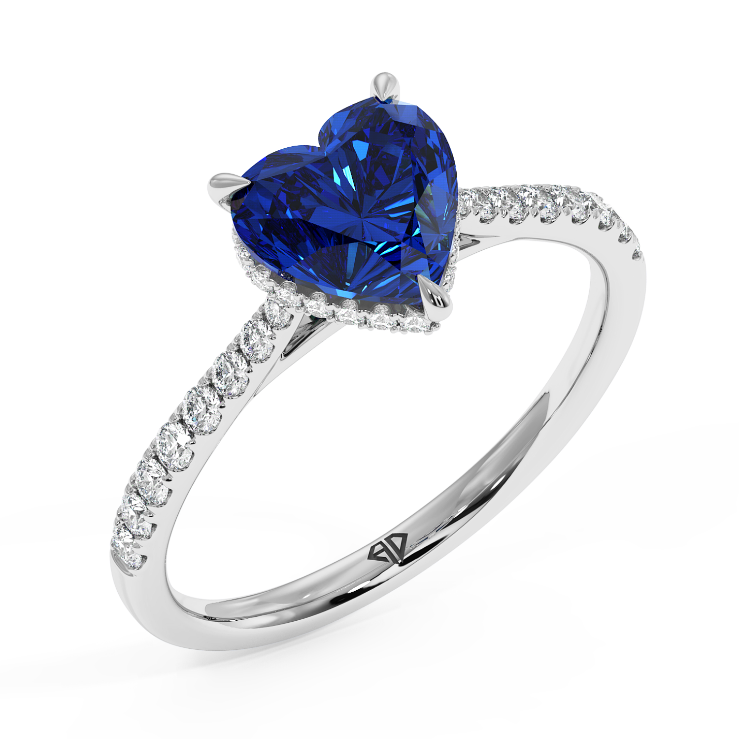 Platinum Hana Diamond Shoulder Hidden Halo Engagement Ring