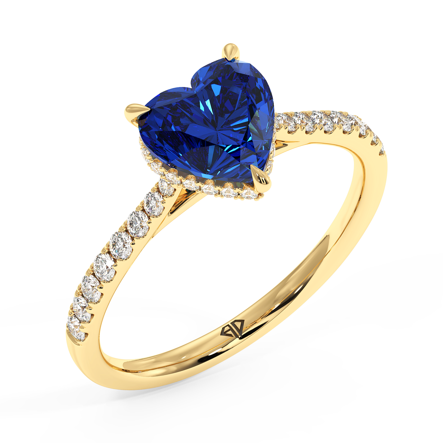 18K Yellow Gold Hana Diamond Shoulder Hidden Halo Engagement Ring