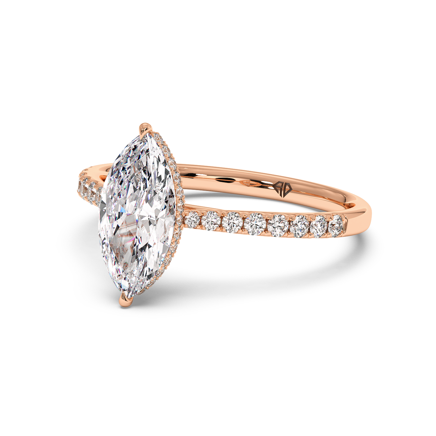 18K Rose Gold Hana Diamond Shoulder Hidden Halo Engagement Ring