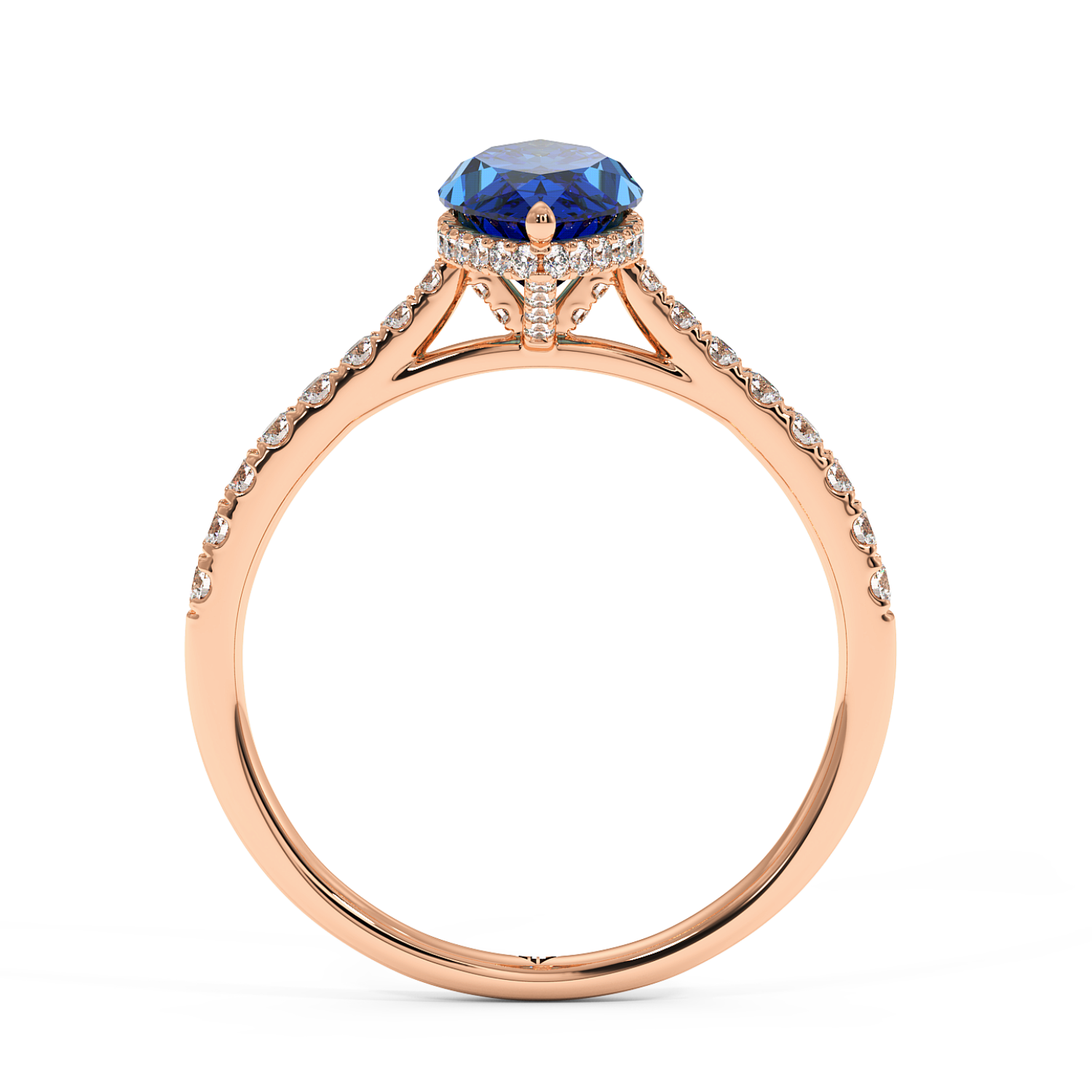 18K Rose Gold Hana Diamond Shoulder Hidden Halo Engagement Ring