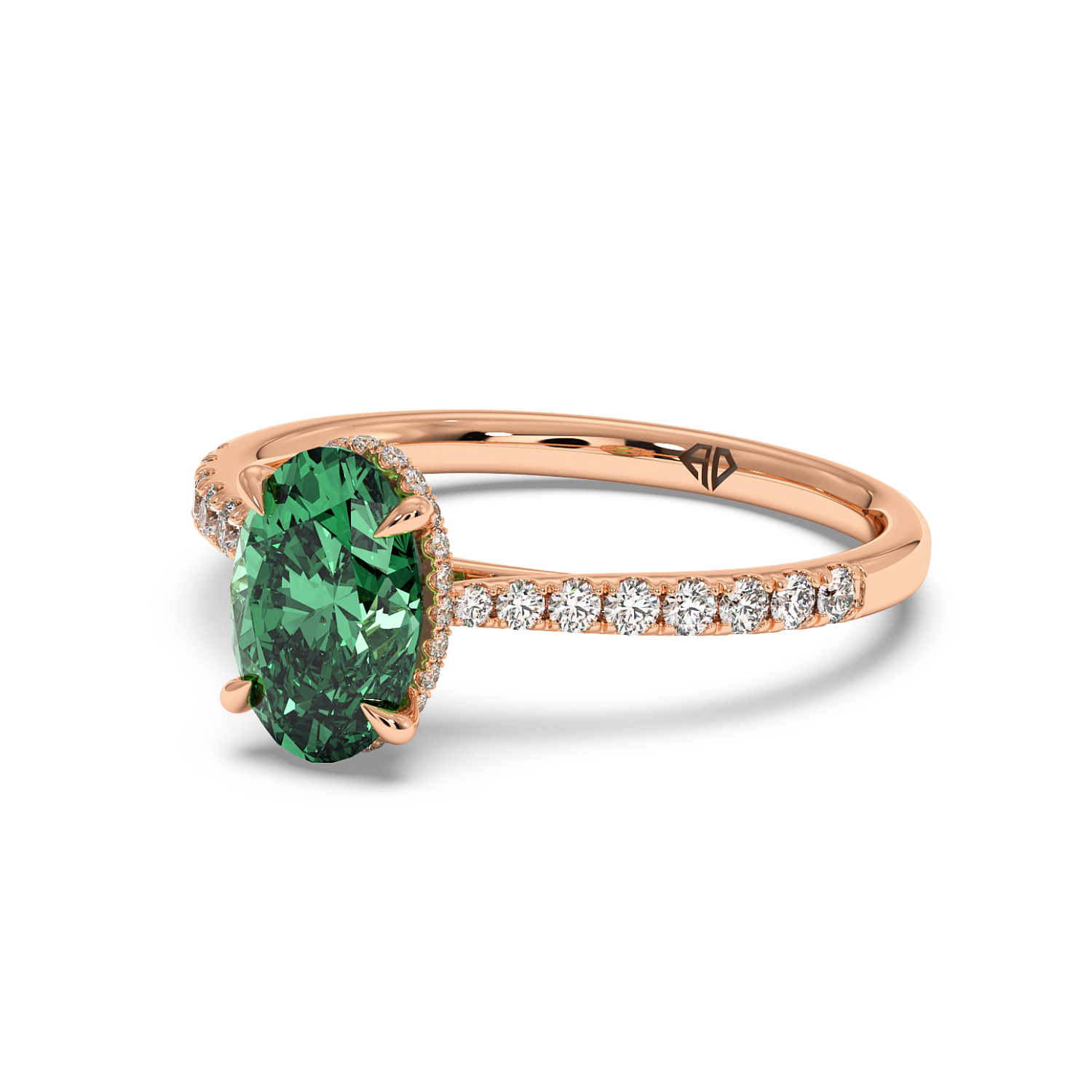18K Rose Gold Hana Diamond Shoulder Hidden Halo Engagement Ring