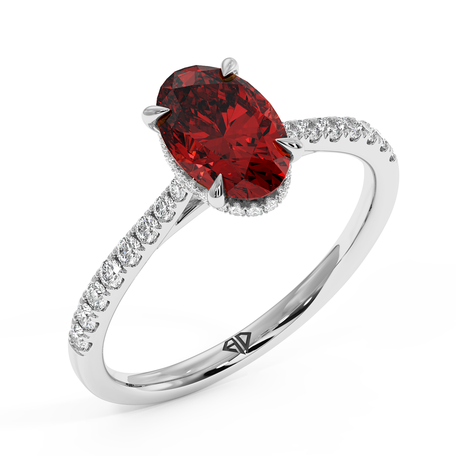 Platinum Hana Diamond Shoulder Hidden Halo Engagement Ring