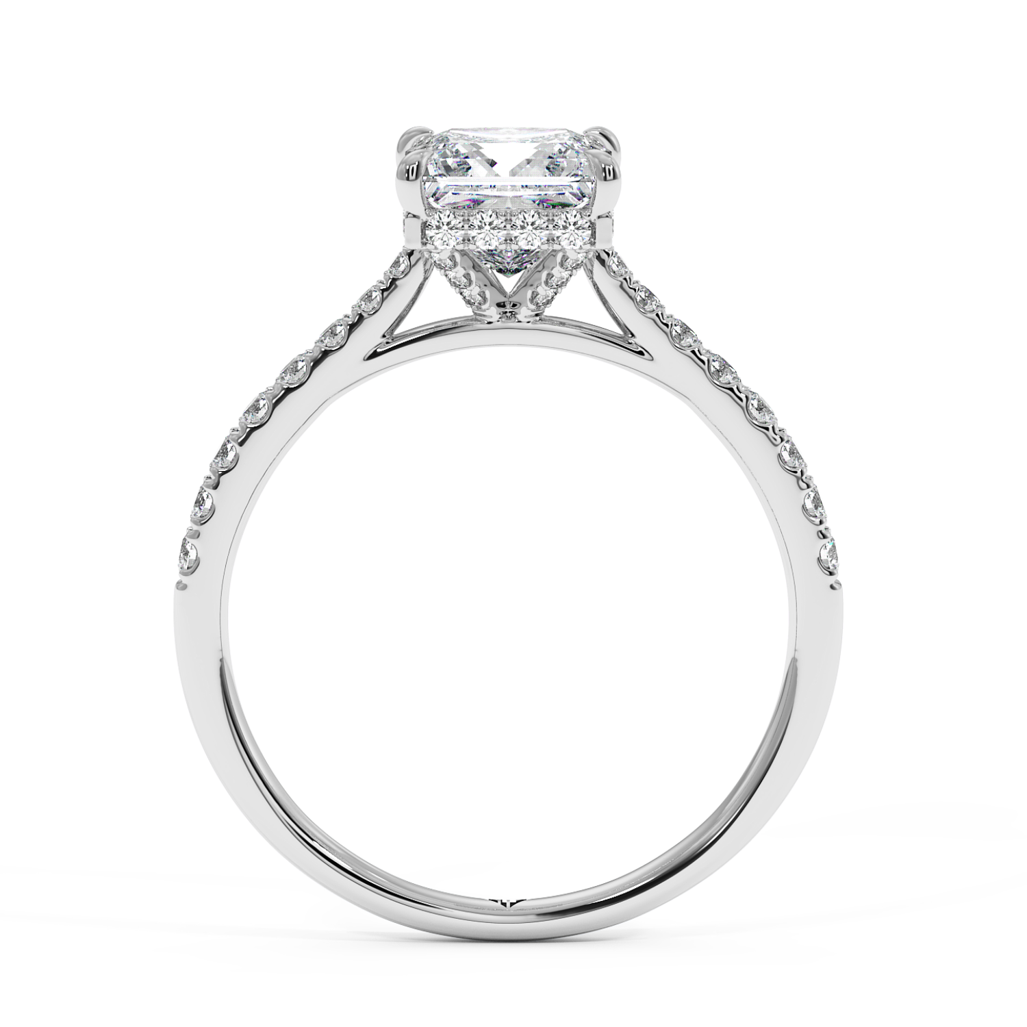 Platinum Hana Diamond Shoulder Hidden Halo Engagement Ring