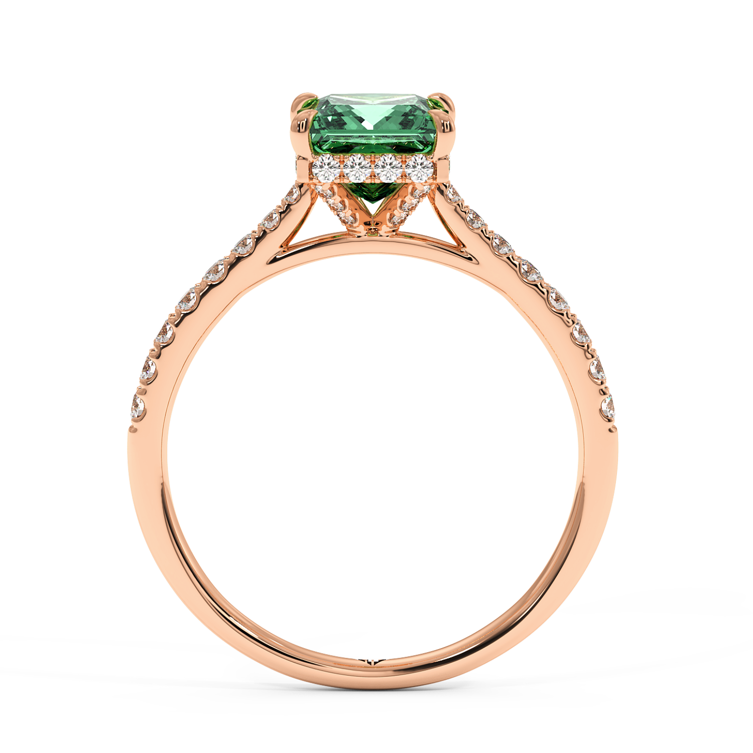 18K Rose Gold Hana Diamond Shoulder Hidden Halo Engagement Ring