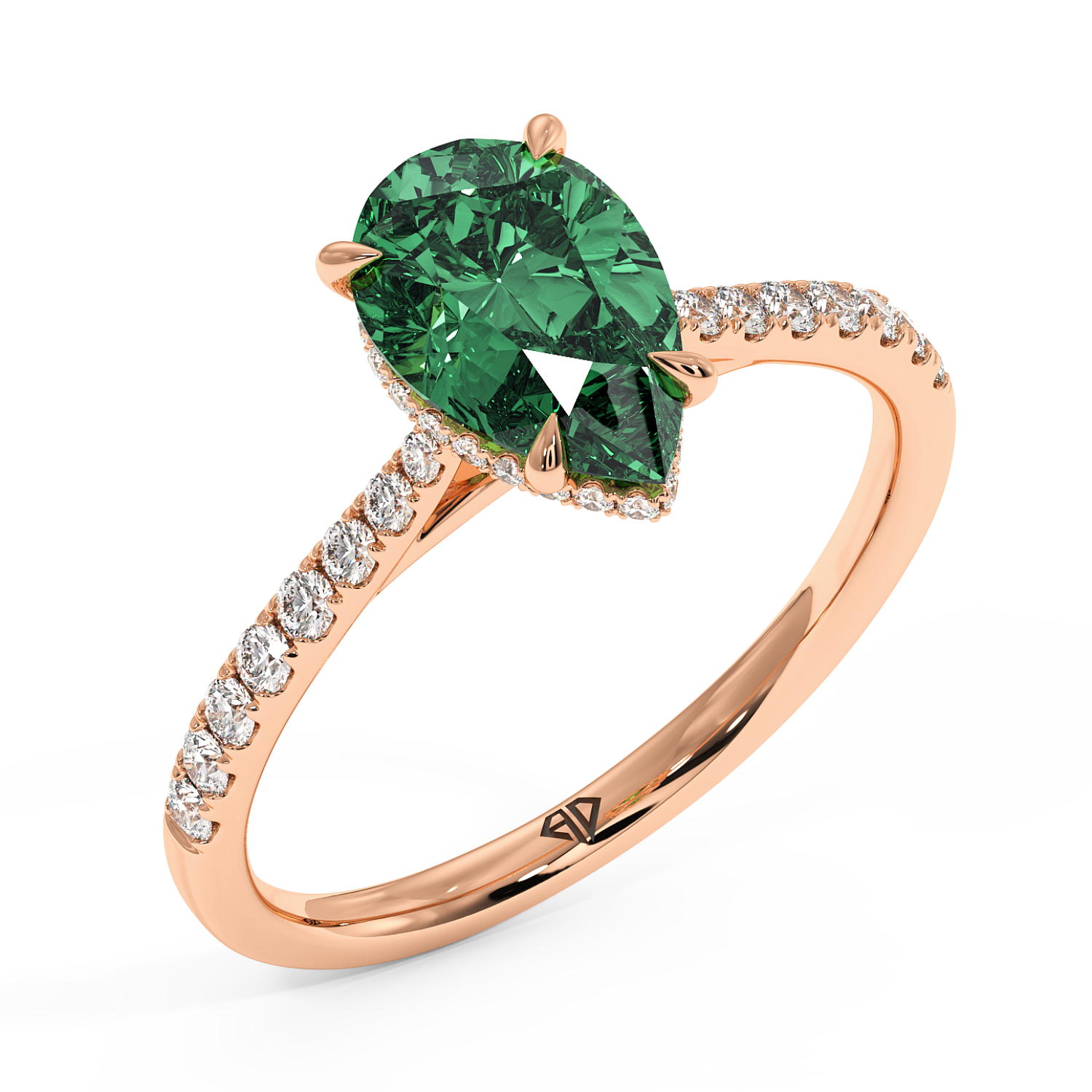 18K Rose Gold Hana Diamond Shoulder Hidden Halo Engagement Ring