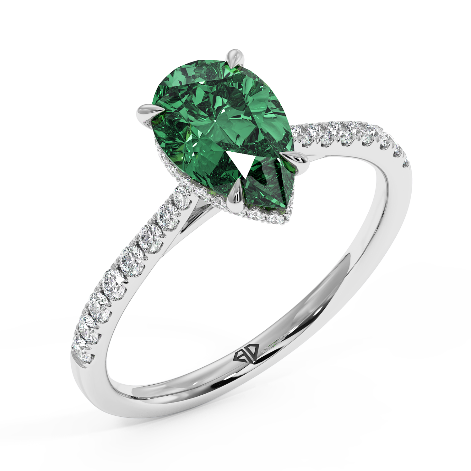 Platinum Hana Diamond Shoulder Hidden Halo Engagement Ring