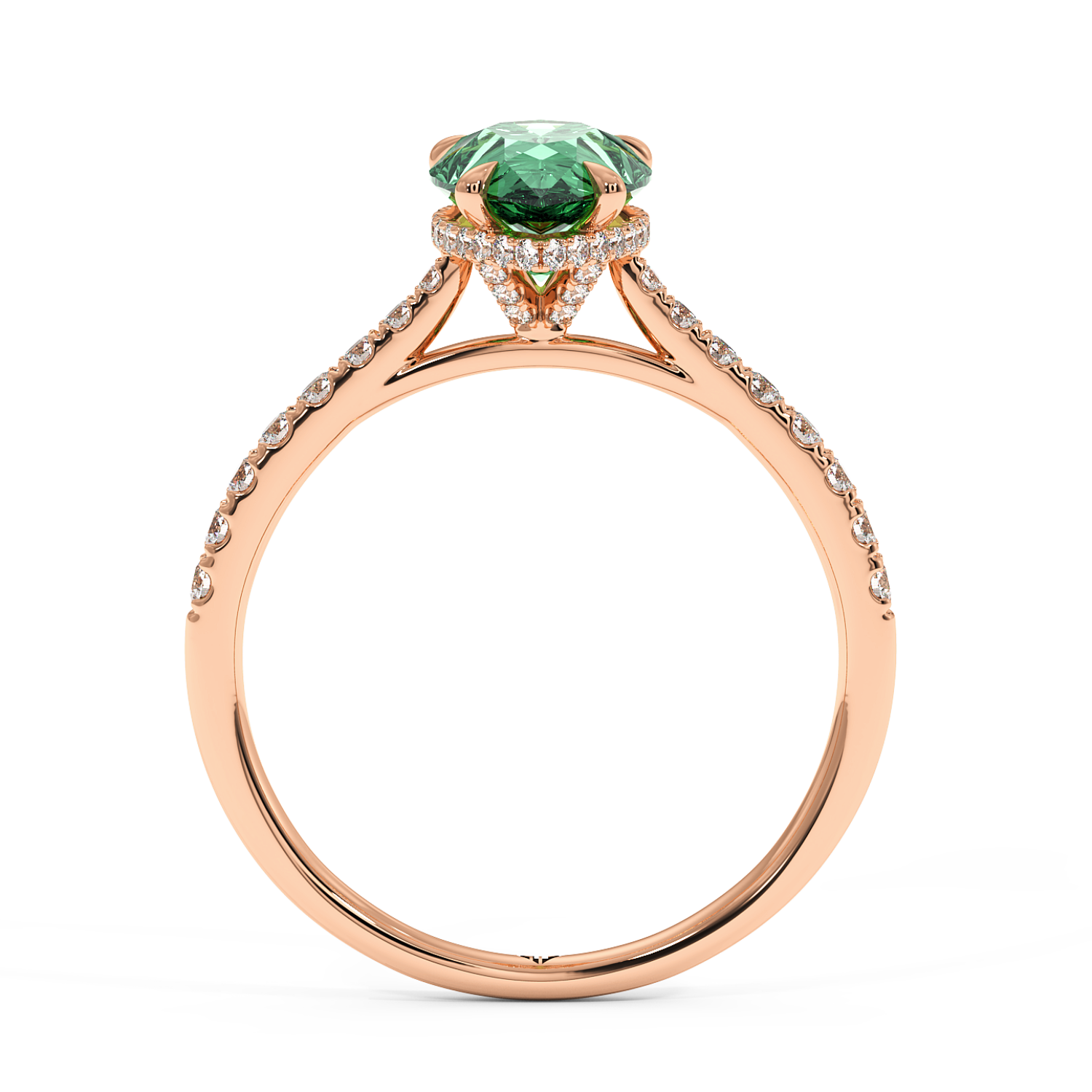 18K Rose Gold Hana Diamond Shoulder Hidden Halo Engagement Ring