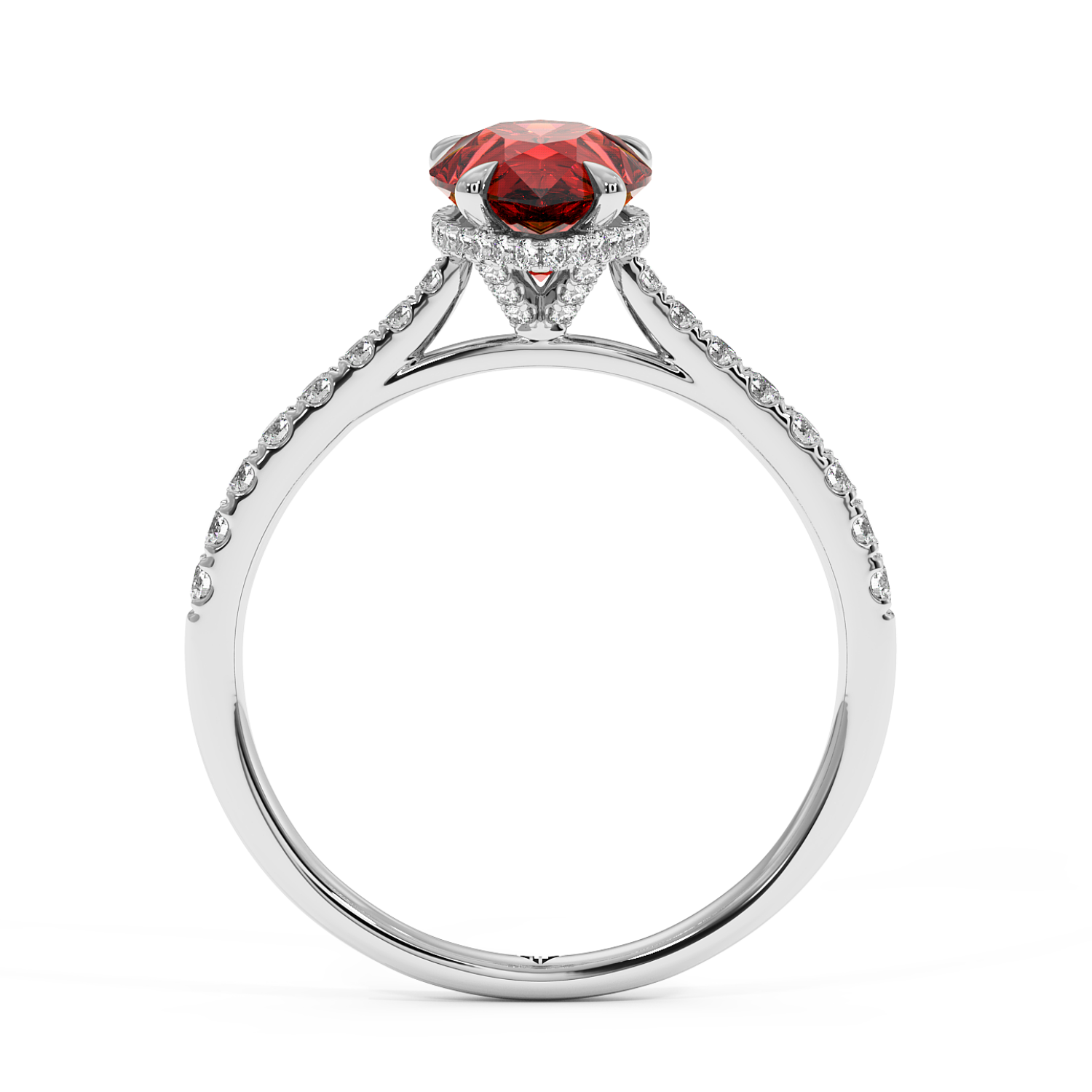 18K White Gold Hana Diamond Shoulder Hidden Halo Engagement Ring