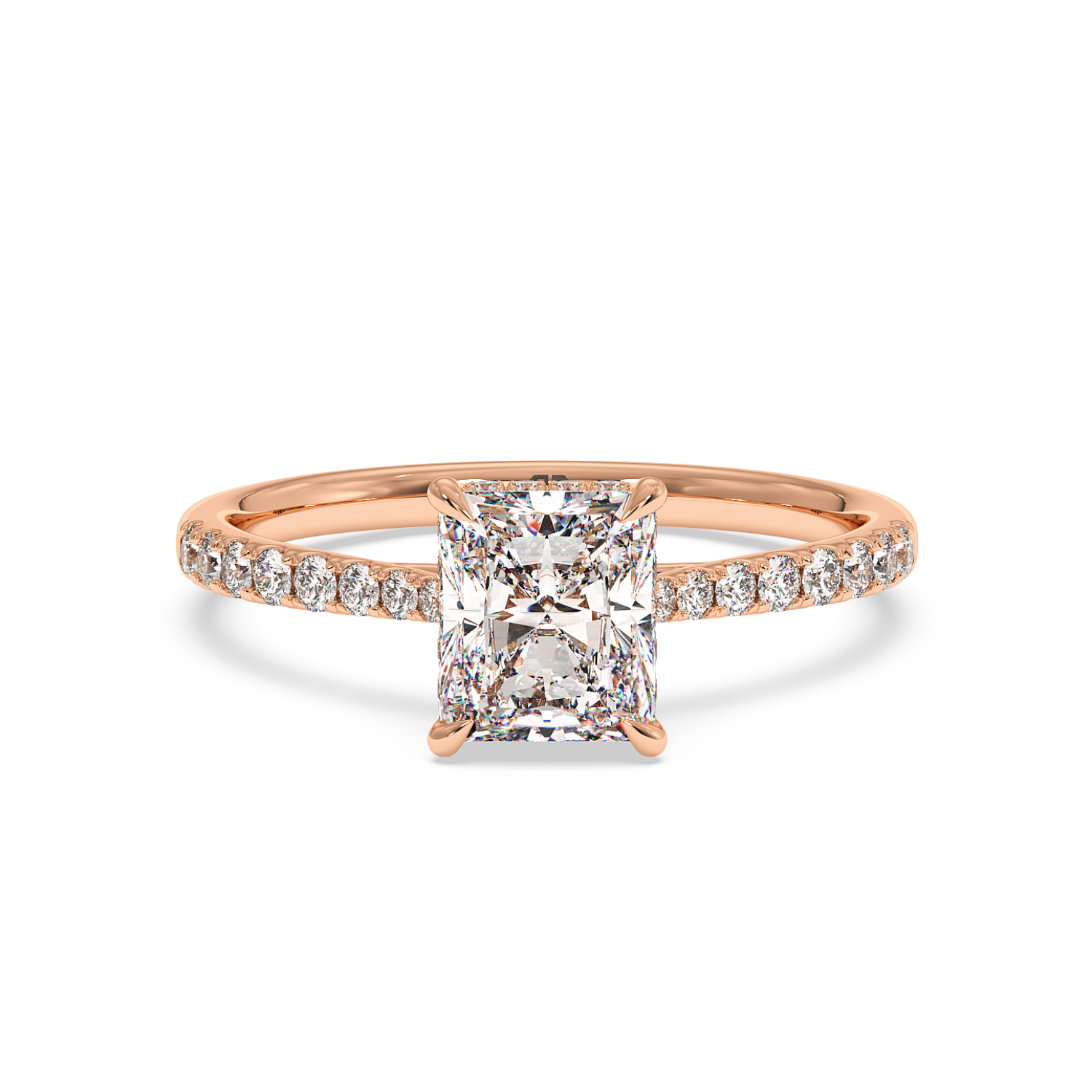 18K Rose Gold Hana Diamond Shoulder Hidden Halo Engagement Ring