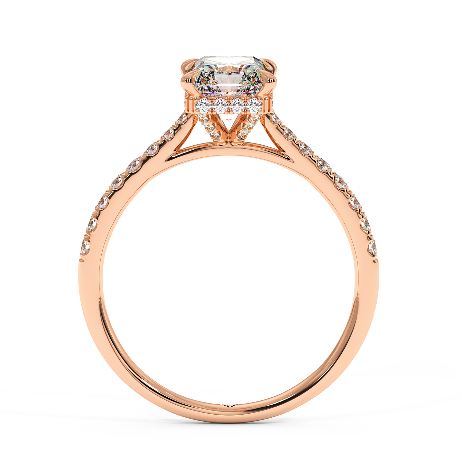 18K Rose Gold Hana Diamond Shoulder Hidden Halo Engagement Ring