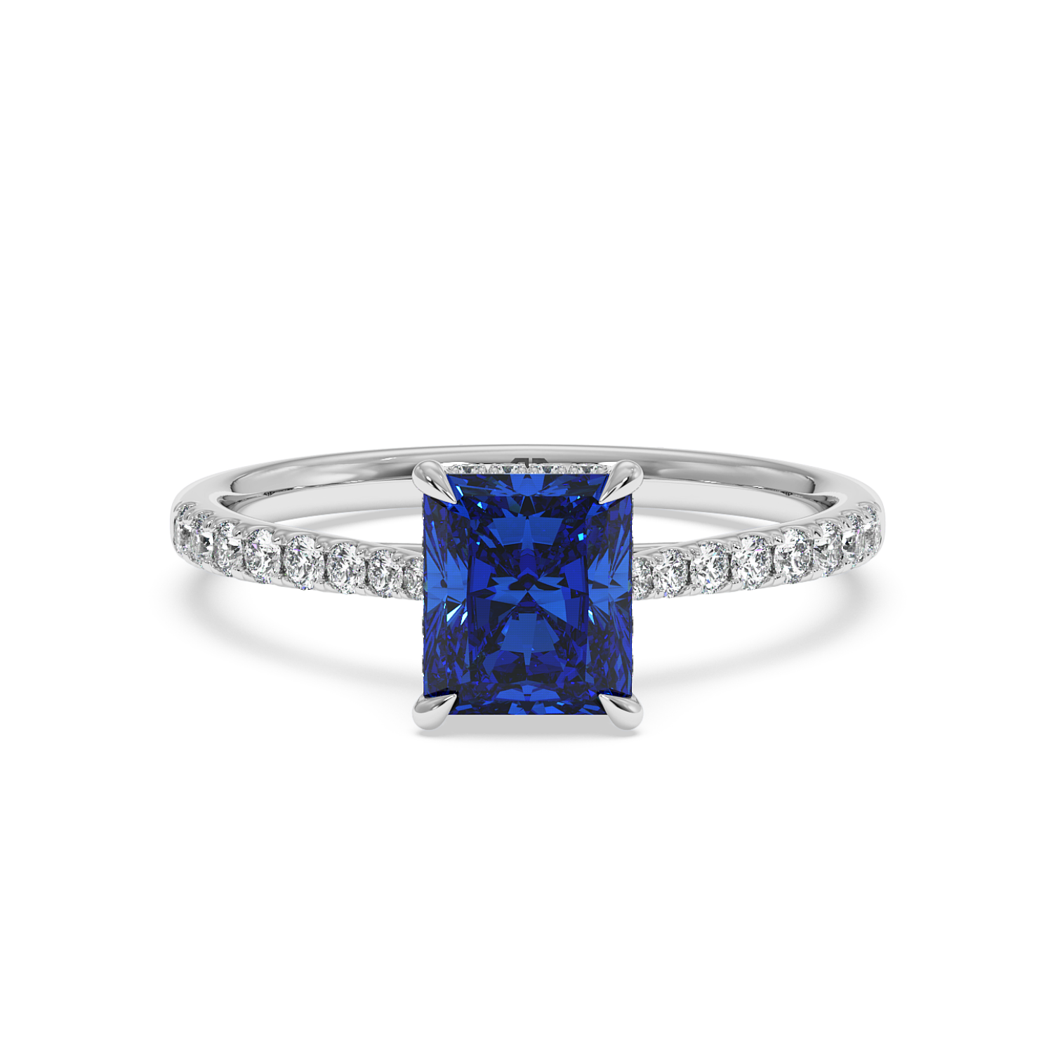 Platinum Hana Diamond Shoulder Hidden Halo Engagement Ring