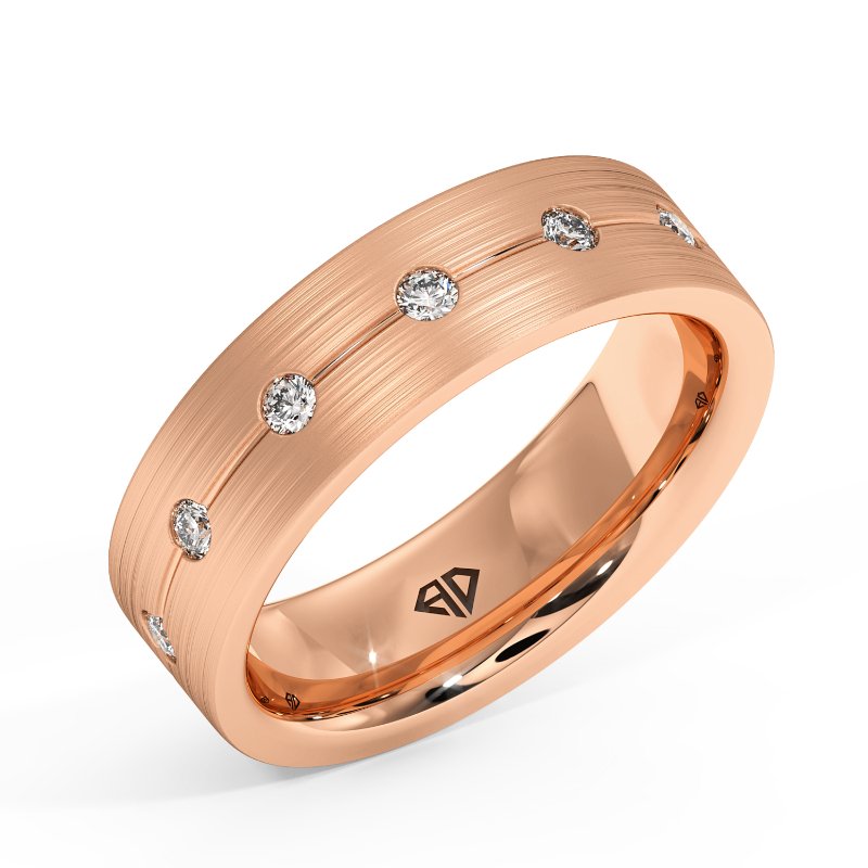 9K Rose Gold Zakariyah Diamond Wedding Band
